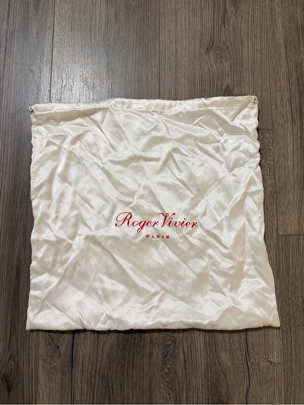 Roger Vivier Cream Satin Pouch with Red Logo